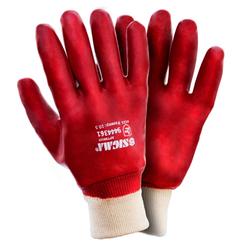 Трикотажні рукавички із ПВХ покриттям (червоні, манжет) SIGMA (9444361) від компанії Інтернет-магазин "STORETOOLS" - фото 1