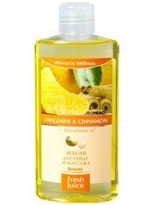 Олія для догляду та масажу Tangerine&Cinnamon+Macadamia oil 150 мл Fresh Juice