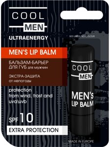 Чоловічий бальзам-барєр для губ Екстра-захист SPF 10 Cool Men ULTRAENERGY+SPORT 4,8 г