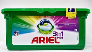 Капсули для прання Ariel 3в1 33 шт кольорової білизни