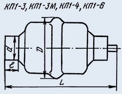 Конденсатор вакуумний КП1-4 5/100 пф 25 кв.