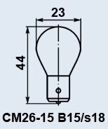 Лампа літакова СМ-26-15 B15s/18 від компанії Електро Mag (Електро маг) - фото 1