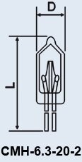 Лампа надмініатюрна СМН-6.3-20-2 від компанії Електро Mag (Електро маг) - фото 1
