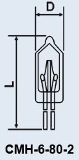 Лампа надмініатюрна СМН-6-80-2 від компанії Електро Mag (Електро маг) - фото 1