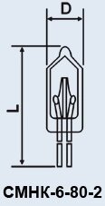 Лампа надмініатюрна СМНК-6-80-2 від компанії Електро Mag (Електро маг) - фото 1
