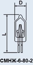 Лампа надмініатюрна СМНЖ-6-80-2 від компанії Електро Mag (Електро маг) - фото 1