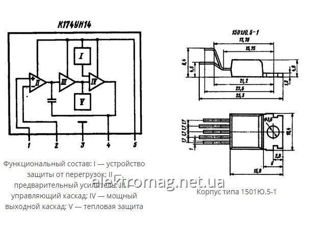 Мікросхема К174УН14 — підсилювач потужності низької частоти від компанії Електро Mag (Електро маг) - фото 1