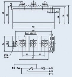 Модуль діодно-тиристорний МТД4-100-12