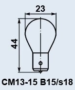 Лампа літакова СМ-13-15 B15s/18