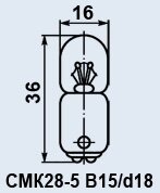 Лампа літакова СМК-28-5 B15d/18