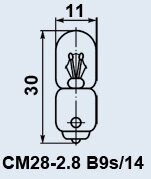 Лампа літакова СМ-28-2.8 B9s/14