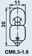 Лампа літакова СМ-6.3-1.6 B9s/14