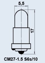 Лампа літакова СМ-27-1.5 S6s/10