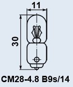 Лампа літакова СМ-28-4.8 B9s/14