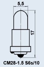 Лампа літакова СМ-28-1.5 S6s/10