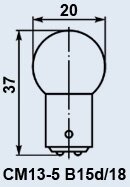 Лампа літакова СМ-13-5 B15d/18