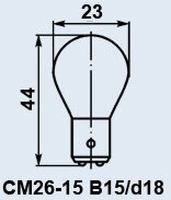 Лампа літакова СМ-26-15 B15d/18