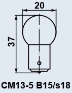 Лампа літакова СМ-13-5 B15s/18