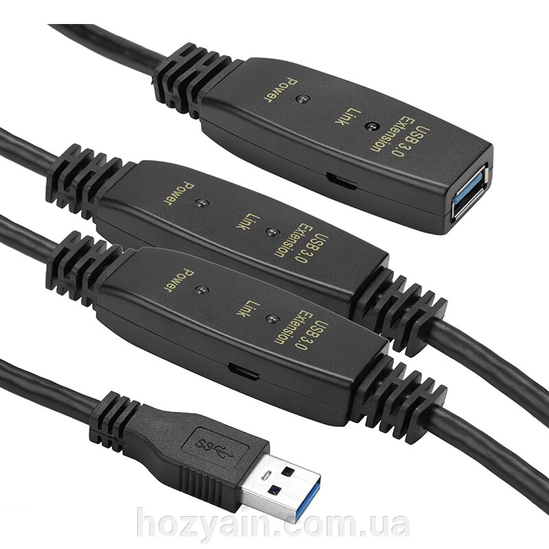 Активний подовжувач PowerPlant USB 3.0 AM - AF, 20 м CA912865 від компанії hozyain. com. ua - фото 1