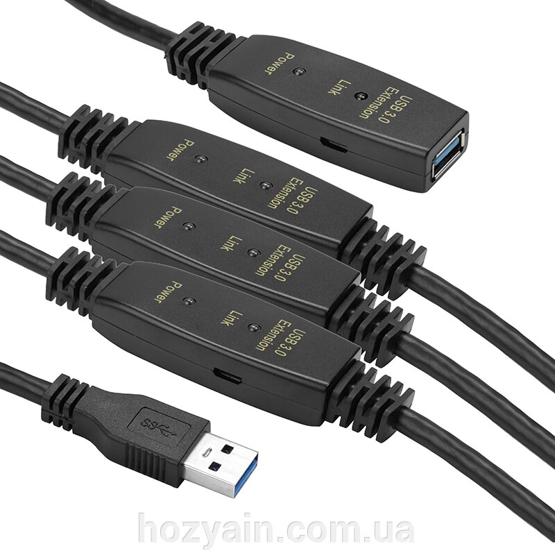 Активний подовжувач PowerPlant USB 3.0 AM - AF, 30 м CA912872 від компанії hozyain. com. ua - фото 1