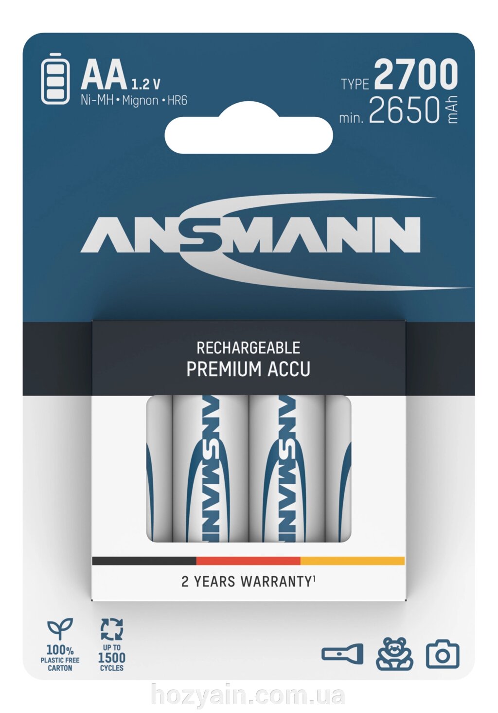 Акумулятор Ansmann AA 4 X 2700 mAh NiMH 1.2V PREMIUM від компанії hozyain. com. ua - фото 1