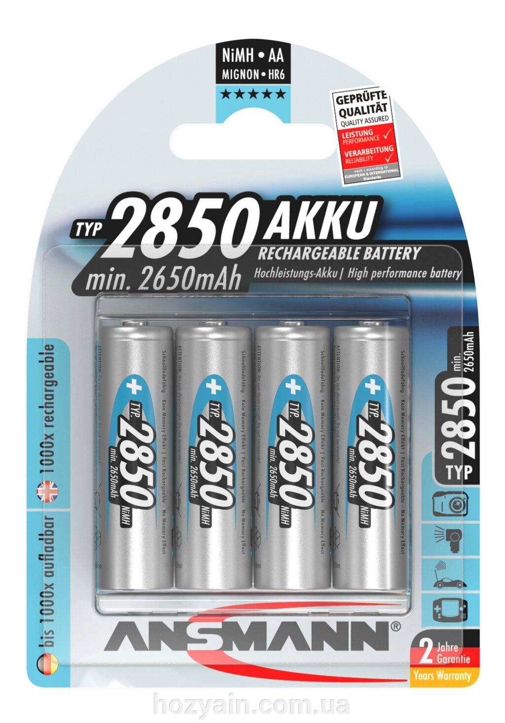 Акумулятор Ansmann AA 4 X 2850 mAh NiMH 1.2V PREMIUM від компанії hozyain. com. ua - фото 1