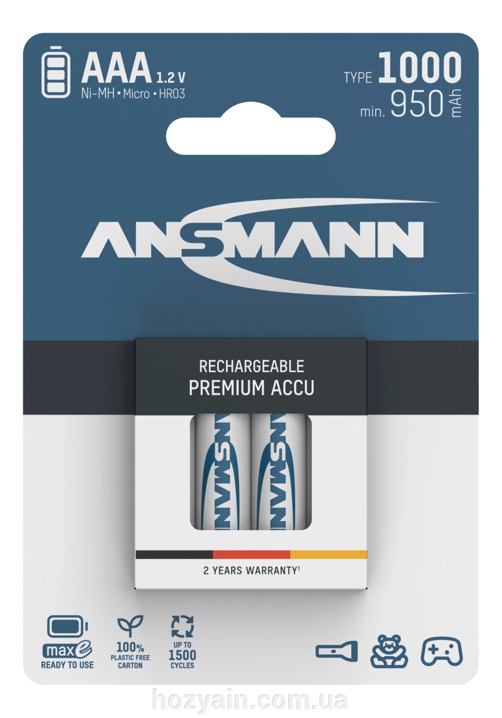 Акумулятор Ansmann AAA 4 X 1000 mAh NiMH maxE PREMIUM від компанії hozyain. com. ua - фото 1