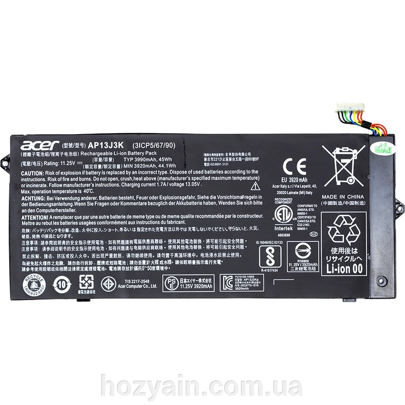 Акумулятор для ноутбуків ACER Chromebook C720 (AP13J3K) 11.25V 45Wh (original) NB410408 від компанії hozyain. com. ua - фото 1