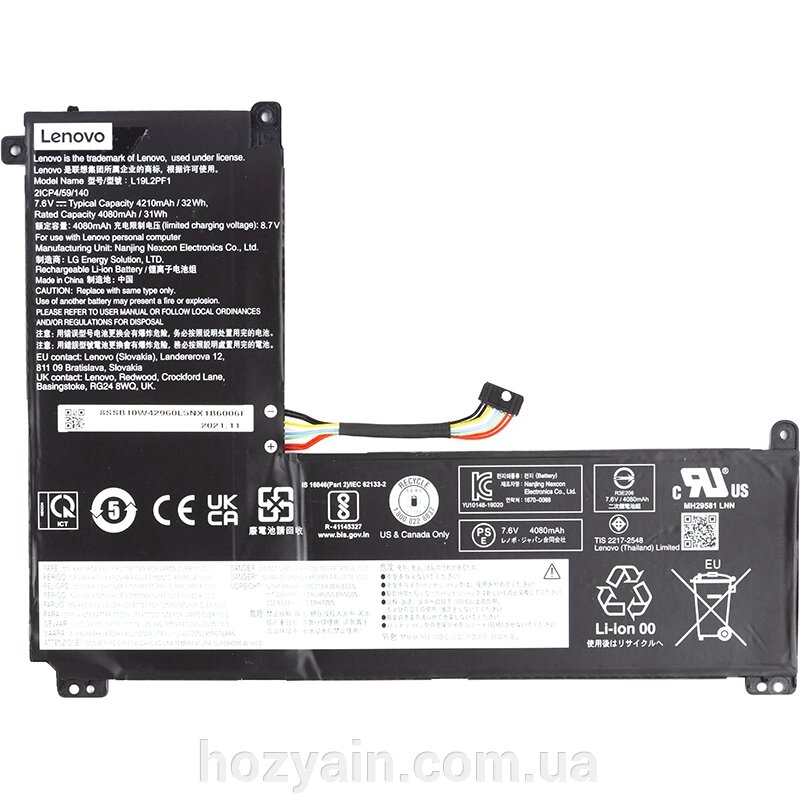 Акумулятор для ноутбуків LENOVO IdeaPad 1-11IGL05 (L19L2PF1) 7.6V 4210mAh (original) NB481330 від компанії hozyain. com. ua - фото 1