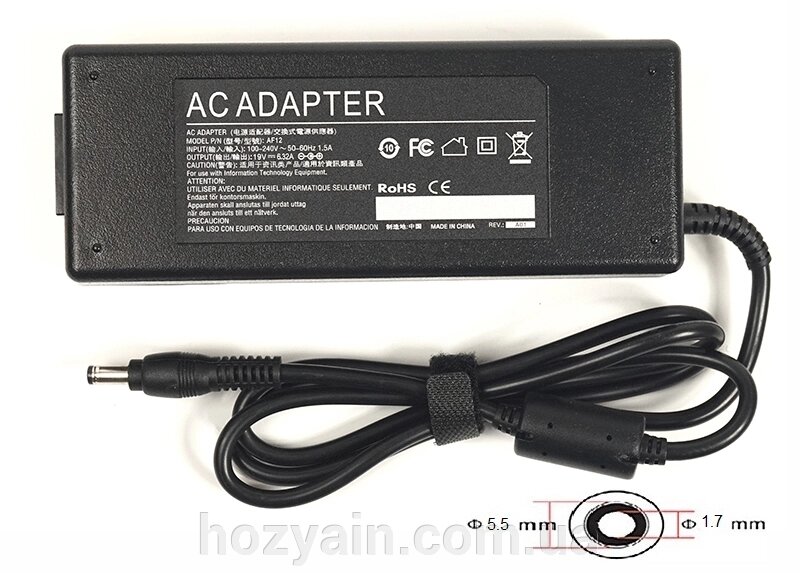 Блок живлення для ноутбуків PowerPlant ACER 220V, 19V 120W 6.32A (5.5*1.7) AC120F5517 від компанії hozyain. com. ua - фото 1