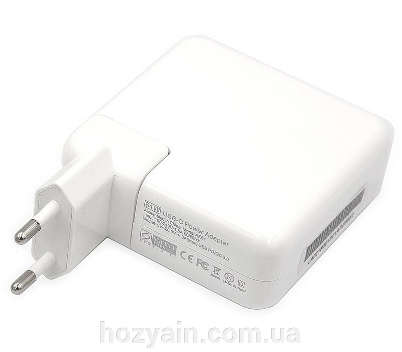 Блок живлення для ноутбуків PowerPlant APPLE 220V, 20V 61W (USB Type-C) AP61HCUSB від компанії hozyain. com. ua - фото 1