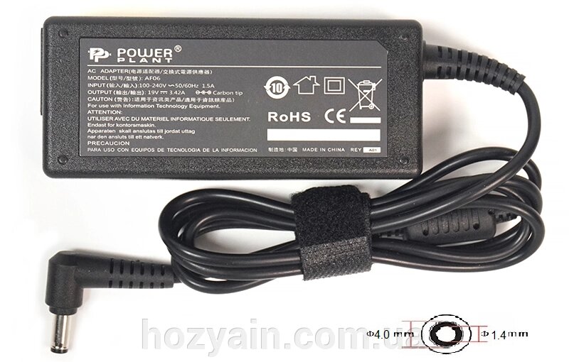 Блок живлення для ноутбуків PowerPlant ASUS 220V, 19V 65W 3.42A (4.0*1.35) AS65F4014 від компанії hozyain. com. ua - фото 1