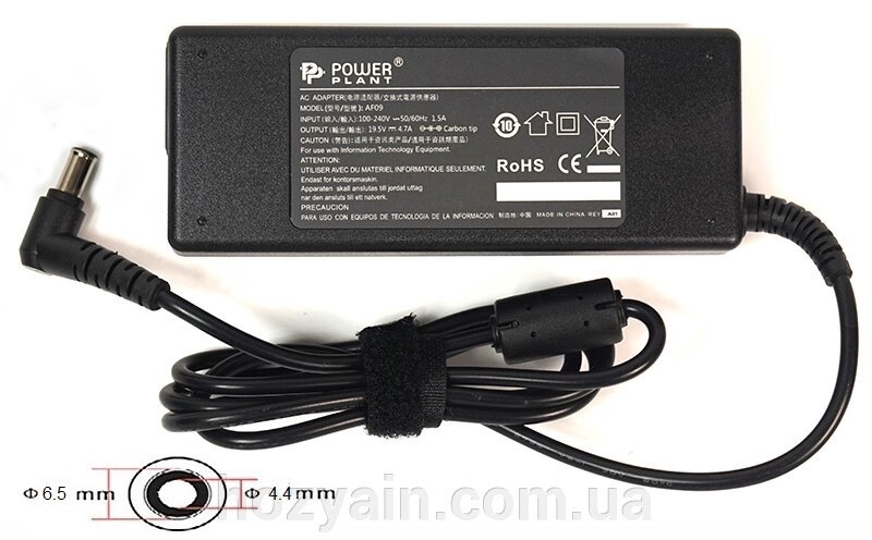 Блок живлення для ноутбуків PowerPlant SONY 220V, 19.5V 92W 4.74A (6.5*4.4) SO92G6544 від компанії hozyain. com. ua - фото 1