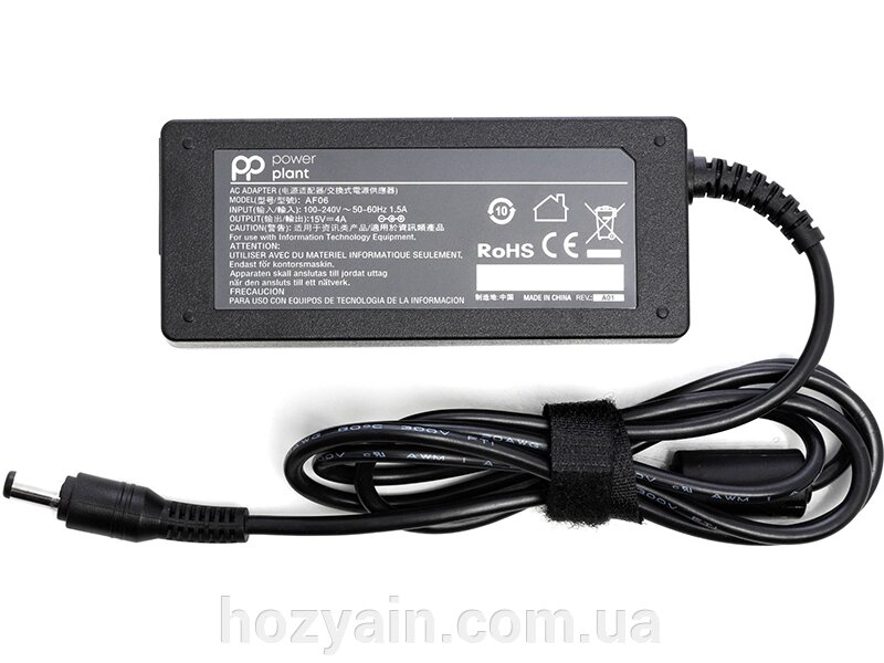 Блок живлення для ноутбуків PowerPlant TOSHIBA 220V, 15V 60W 4A (6.3*3.0) TO60C6330 від компанії hozyain. com. ua - фото 1