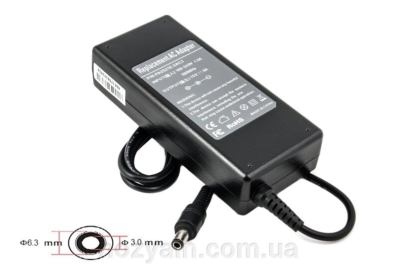 Блок живлення для ноутбуків PowerPlant TOSHIBA 220V, 15V 90W 6A (6.3*3.0) TO90C6330 від компанії hozyain. com. ua - фото 1