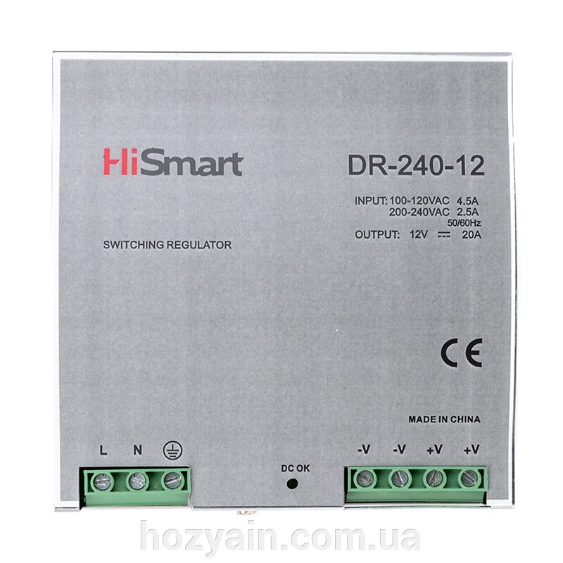 Блок живлення HiSmart 12V, 20A, 240W, DIN DR-240-12 від компанії hozyain. com. ua - фото 1