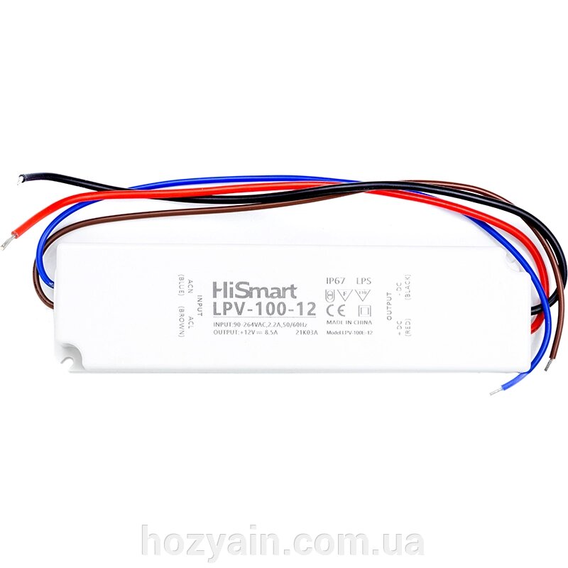 Блок живлення HiSmart 12V, 8.5A, 100W, IP67 LPV-100-12 від компанії hozyain. com. ua - фото 1