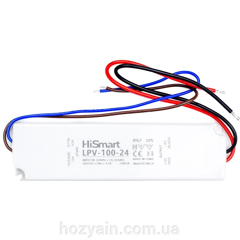 Блок живлення HiSmart 24V, 4.2A, 100W, IP67 LPV-100-24 від компанії hozyain. com. ua - фото 1