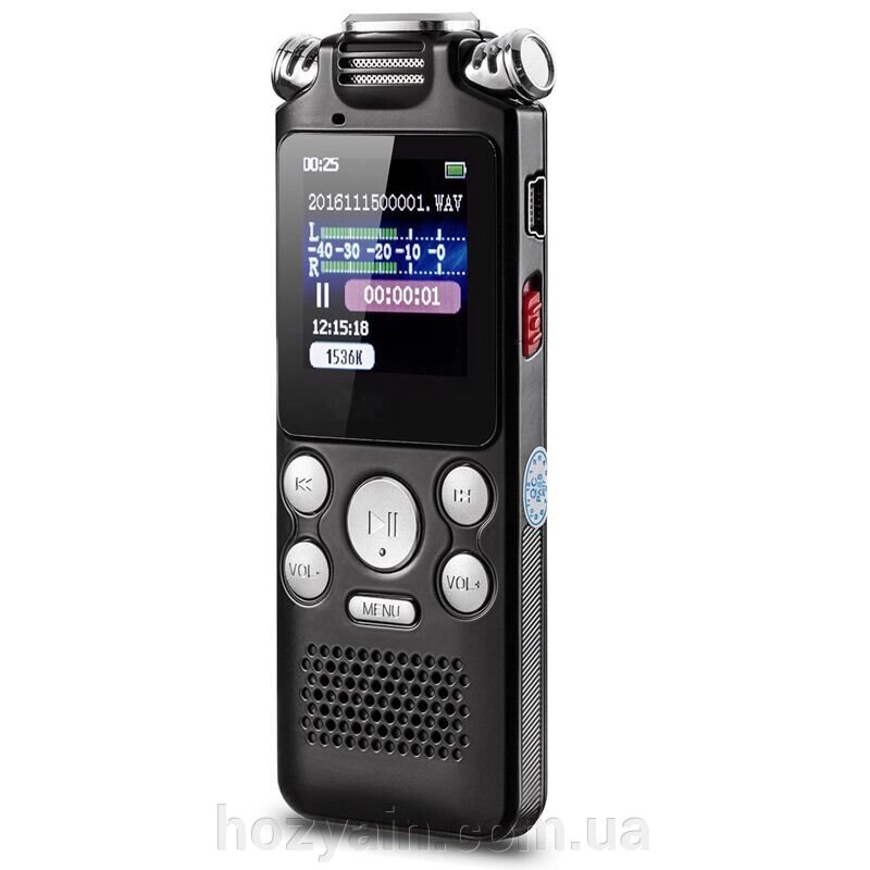 Цифровий диктофон з таймером для запису голосу Noyazu voice recorder V59, стерео, 8 Гб, чорний від компанії hozyain. com. ua - фото 1