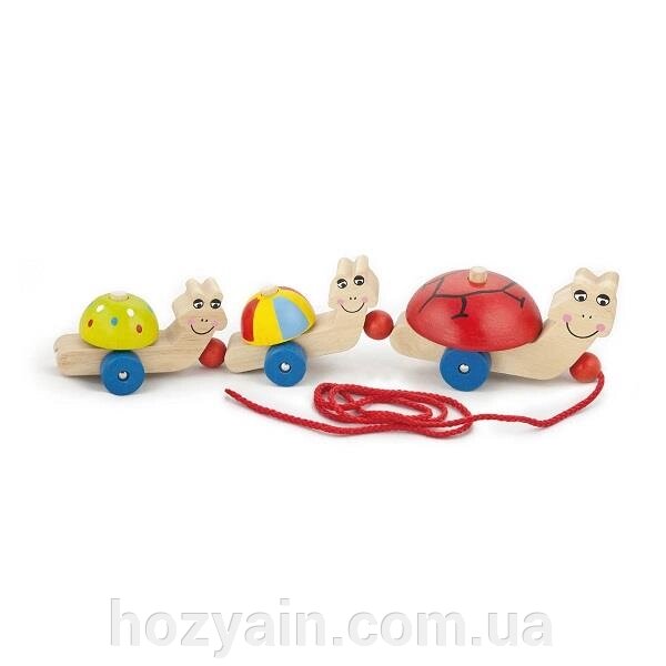 Дерев'яна каталка Viga Toys Черепашки (59949) від компанії hozyain. com. ua - фото 1