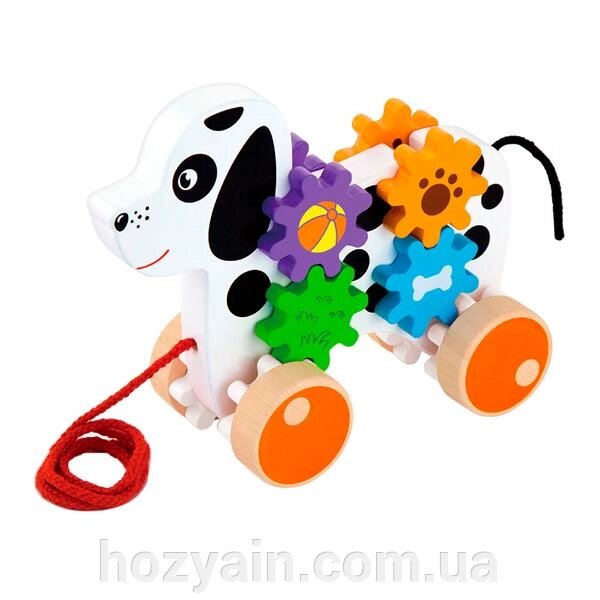 Дерев'яна каталка Viga Toys Собачка з шестерінками (50977) від компанії hozyain. com. ua - фото 1