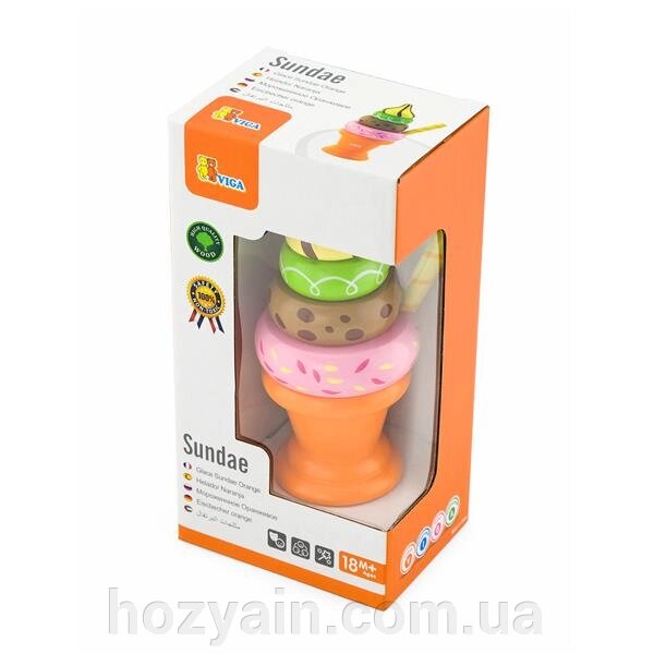 Дерев'яна пірамідка Viga Toys Морозиво помаранчевий (51322) від компанії hozyain. com. ua - фото 1