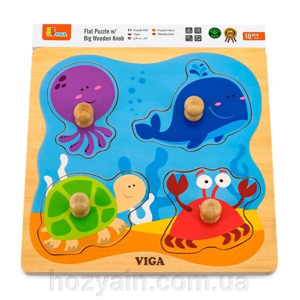 Дерев'яна рамка-вкладиш Viga Toys Морські мешканці (50132) від компанії hozyain. com. ua - фото 1