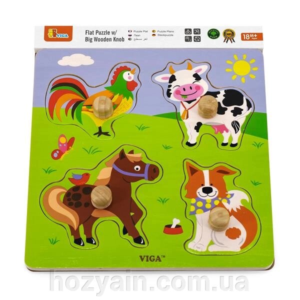 Дерев'яна рамка-вкладиш Viga Toys Звірята на фермі (50839) від компанії hozyain. com. ua - фото 1