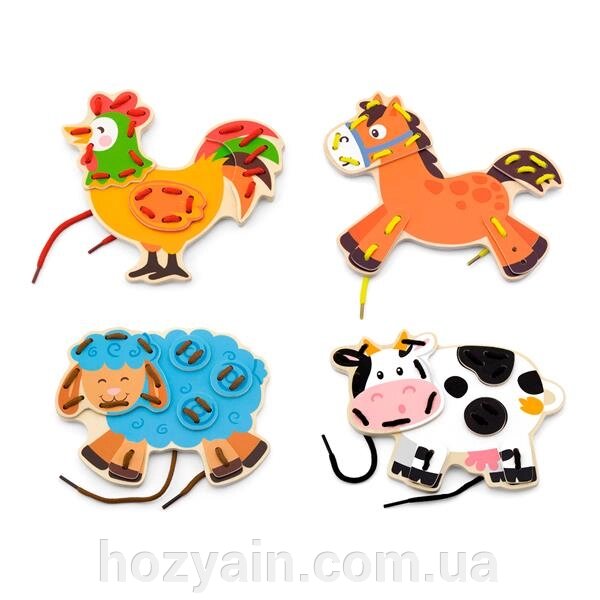 Дерев'яна шнурівка Viga Toys Фермерські звірята (51325) від компанії hozyain. com. ua - фото 1