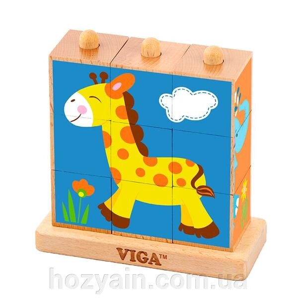 Дерев'яні кубики Viga Toys Башта зі звірятами (50834) від компанії hozyain. com. ua - фото 1