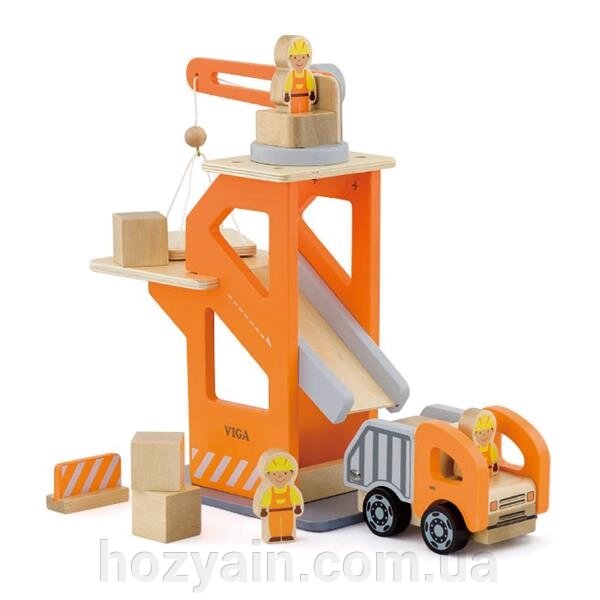 Дерев'яний набір Viga Toys Підйомний кран і самоскид (51616) від компанії hozyain. com. ua - фото 1