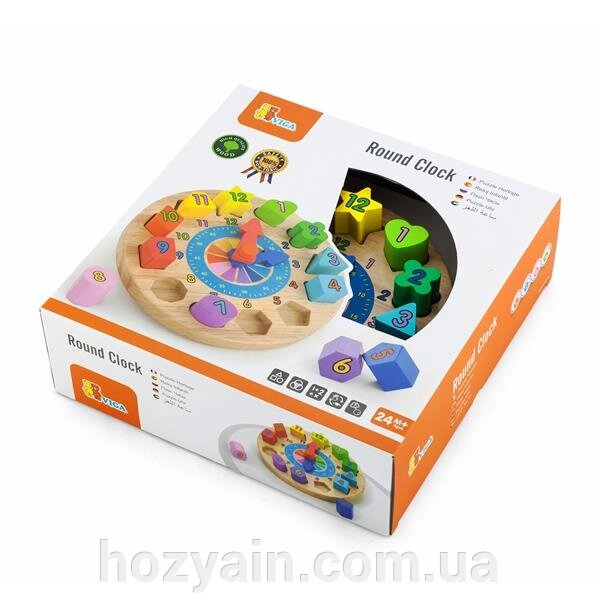 Дерев'яний пазл-сортер Viga Toys Годинник (59235) від компанії hozyain. com. ua - фото 1