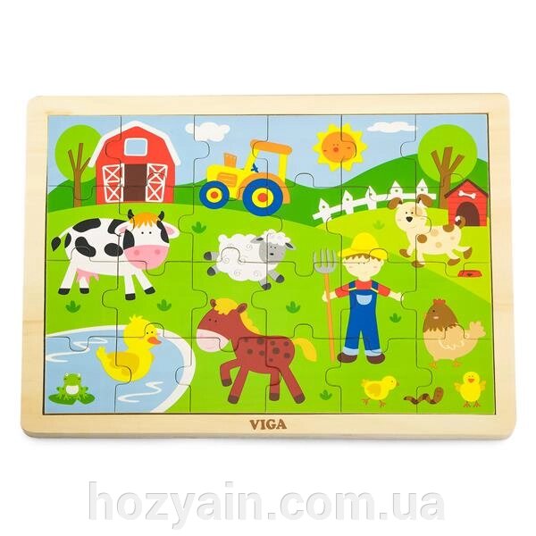 Дерев'яний пазл Viga Toys Ферма, 24 ел. (50197) від компанії hozyain. com. ua - фото 1