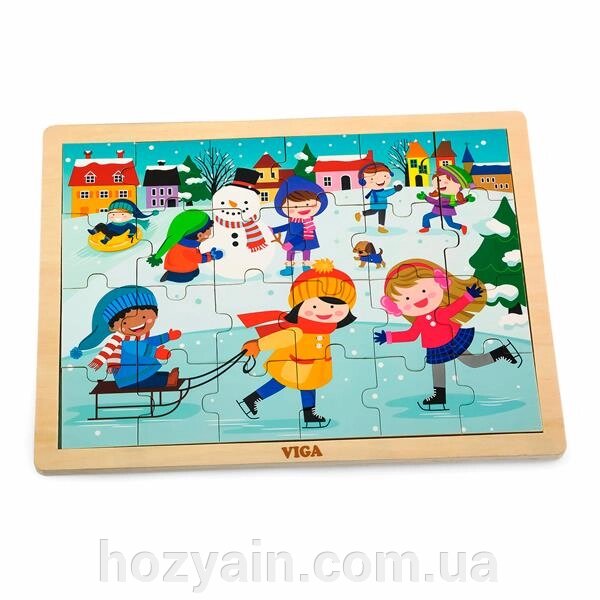 Дерев'яний пазл Viga Toys Пори року: зима, 24 ел. (51272) від компанії hozyain. com. ua - фото 1